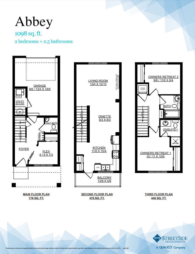 Abbey Floor Plan of Rivers Edge Townhomes by StreetSide Developments with undefined beds