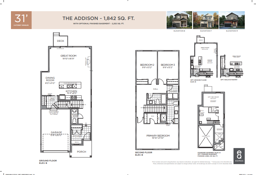 The Addison Floor Plan of Pathways at Findlay Creek eQ Homes with undefined beds