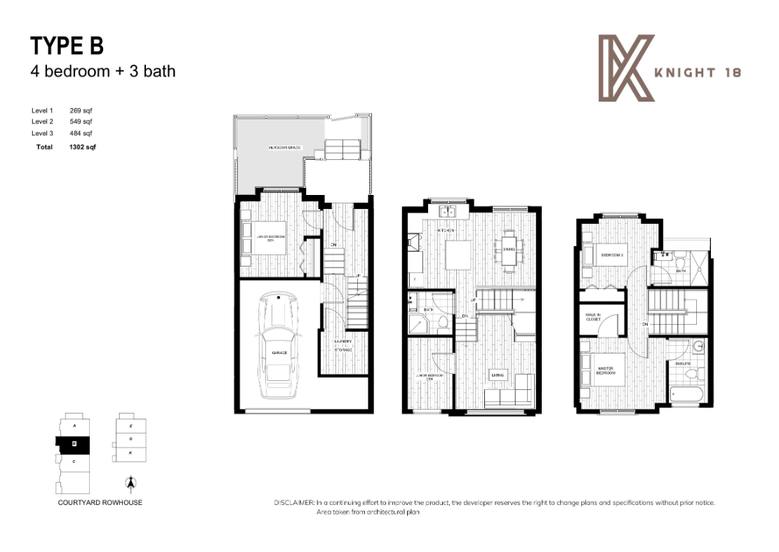 Type B Floor Plan of Knight 18 Towns with undefined beds