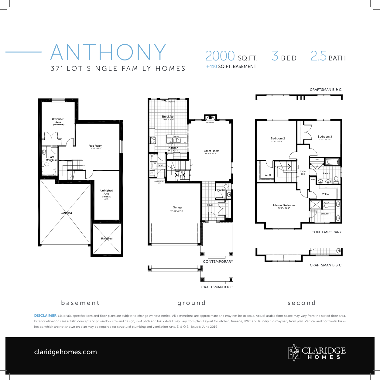 Anthony Floor Plan of River's Edge Claridge Homes with undefined beds