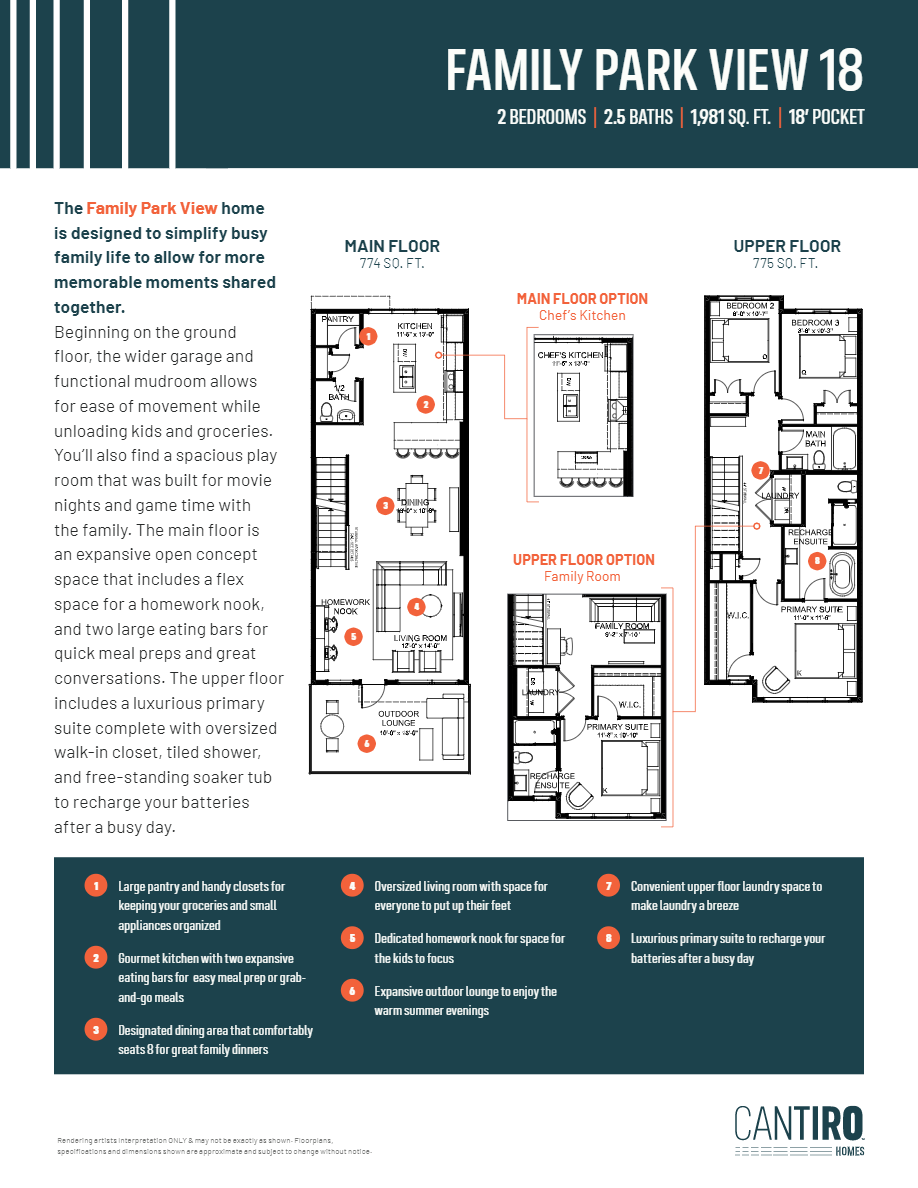 Family Park View 18 Floor Plan of The Hills at Charlesworth Cantiro Homes with undefined beds