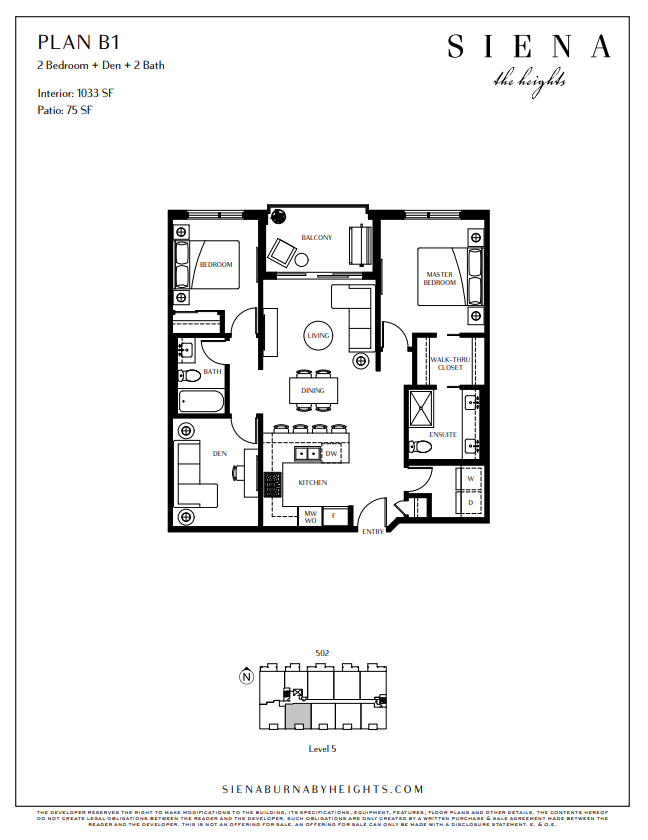 B1 Floor Plan of SIENA The Heights Condos with undefined beds