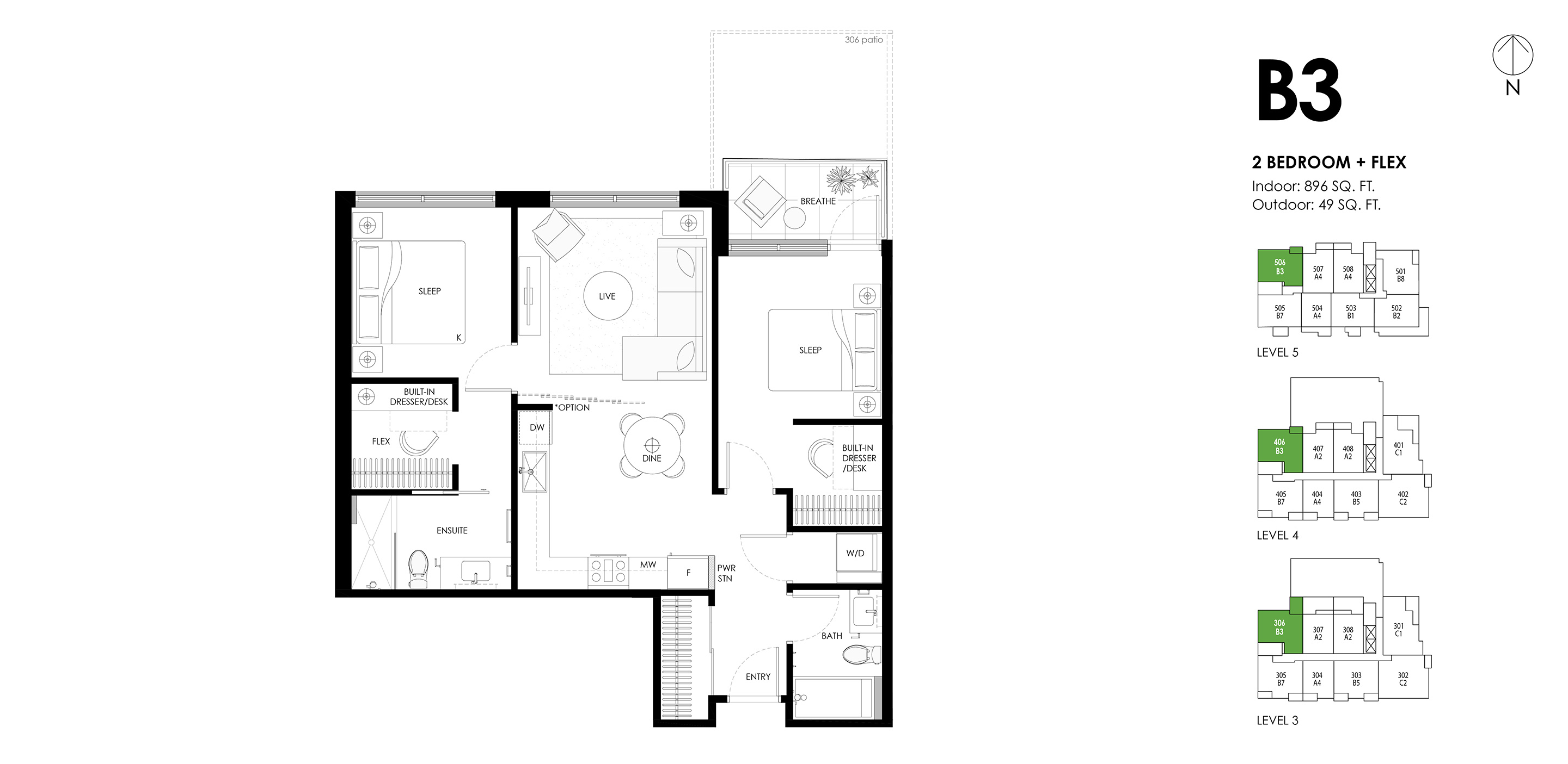 B3 Floor Plan of Ava Condos with undefined beds