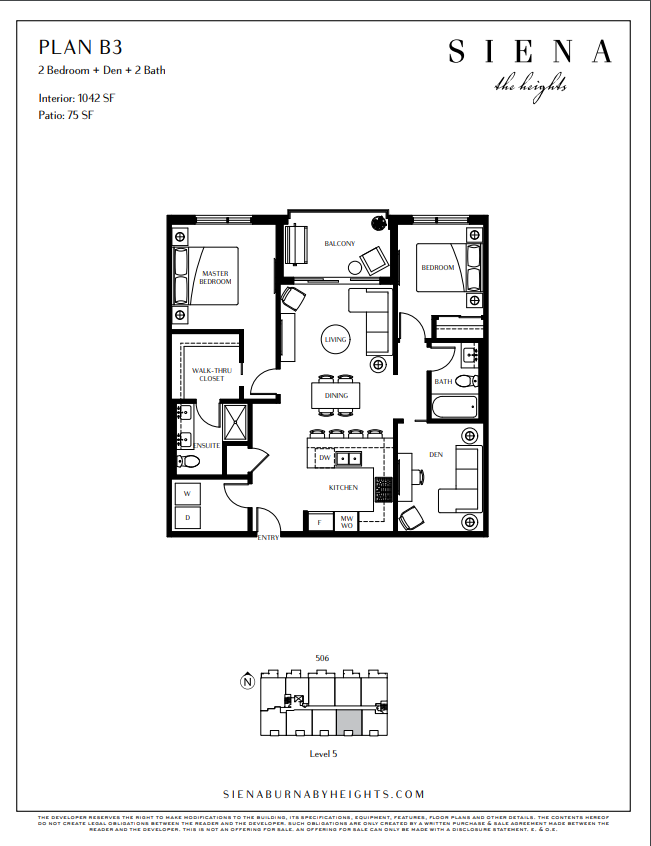 B3 Floor Plan of SIENA The Heights Condos with undefined beds