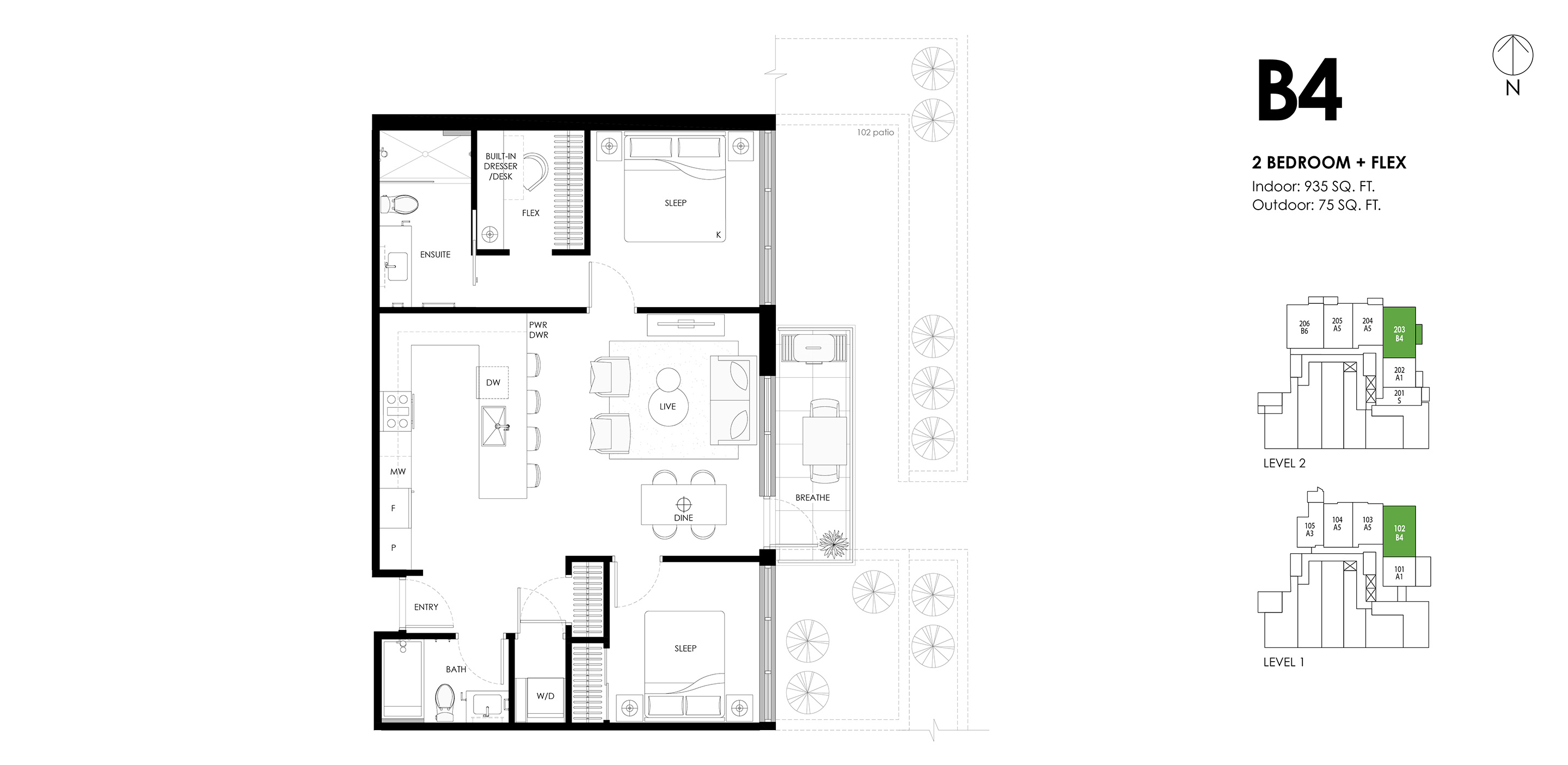 B4 Floor Plan of Ava Condos with undefined beds