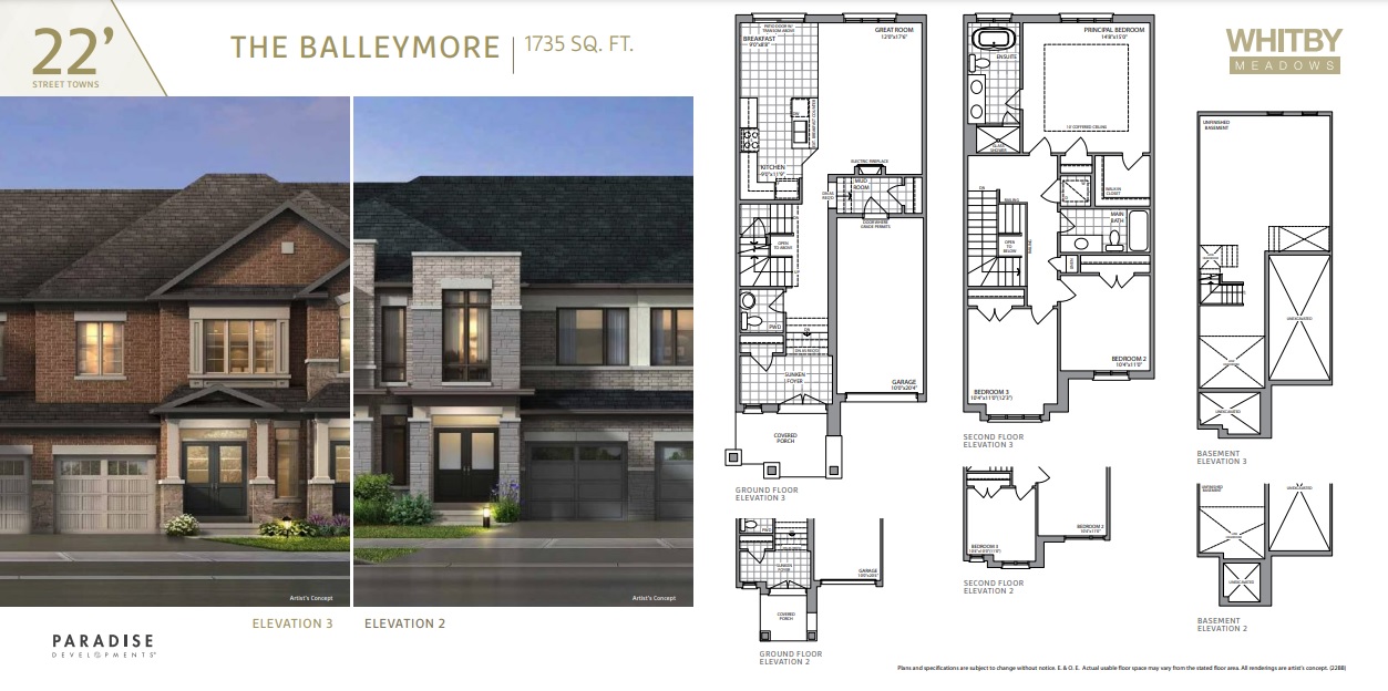 The Balleymore Floor Plan of Whitby Meadows & Park Vista Towns with undefined beds