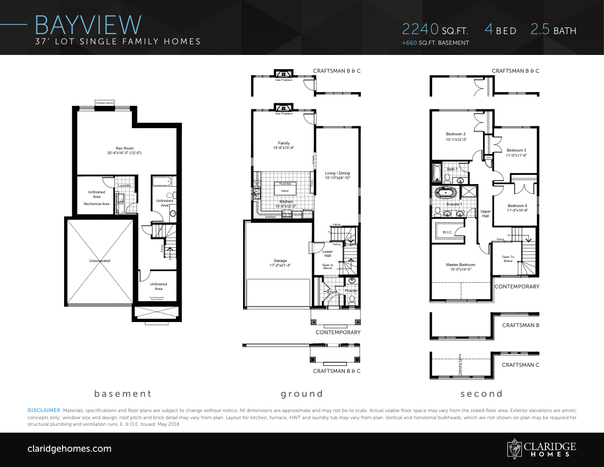 Bayview Floor Plan of River's Edge Claridge Homes with undefined beds