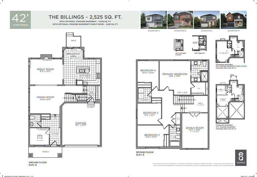 The Billings 4 Bed Floor Plan of Pathways at Findlay Creek eQ Homes with undefined beds