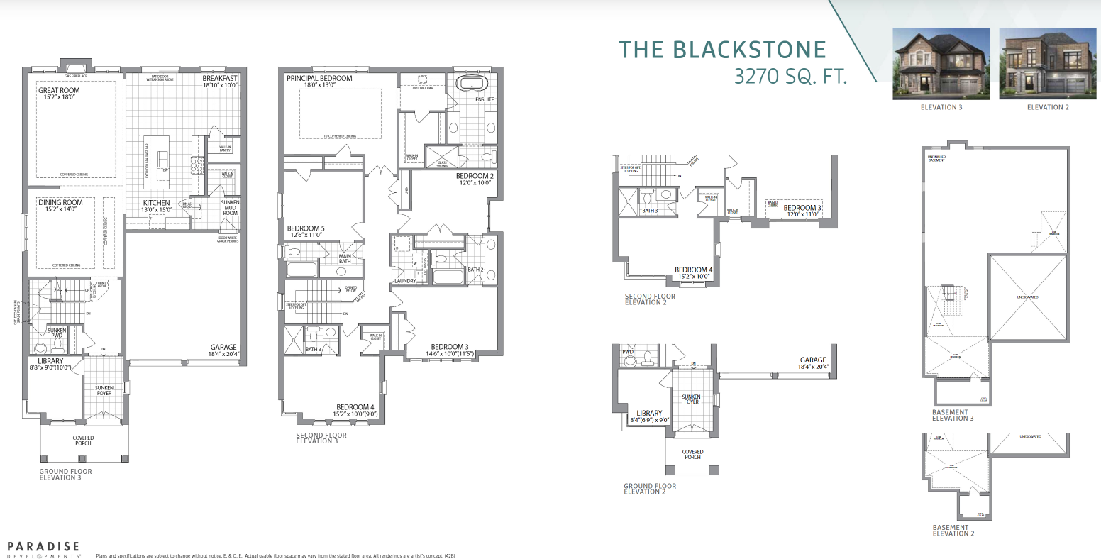 The Blackstone Floor Plan of Whitby Meadows & Park Vista Towns with undefined beds
