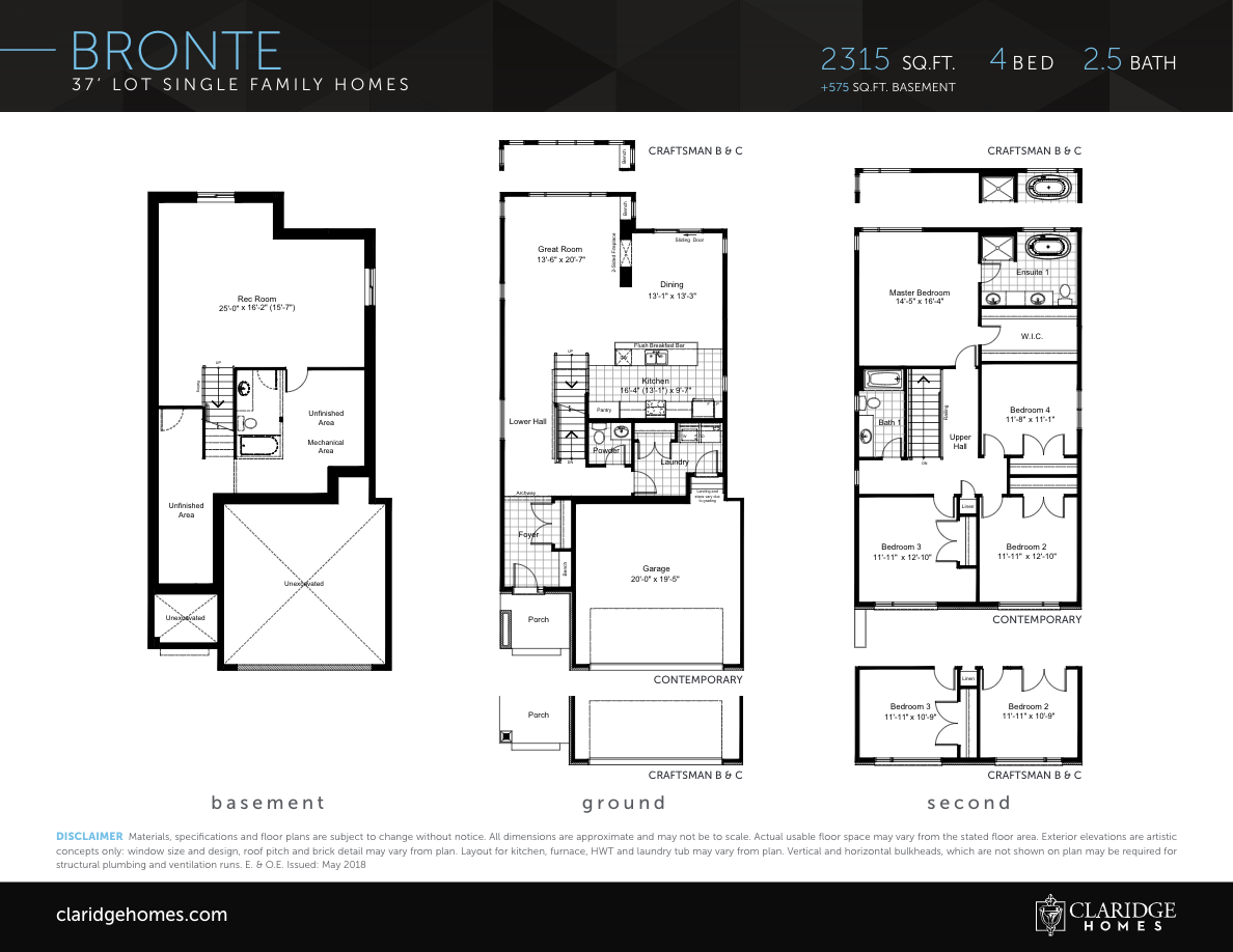 Bronte Floor Plan of River's Edge Claridge Homes with undefined beds