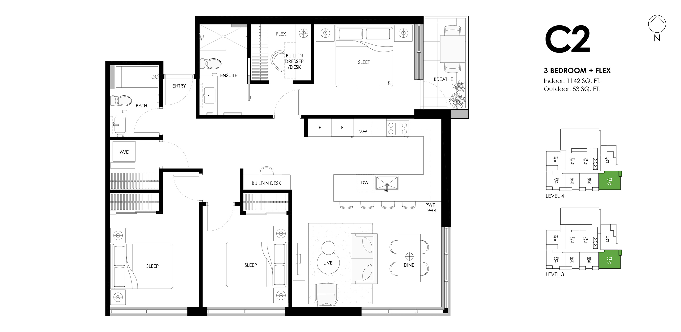 C2 Floor Plan of Ava Condos with undefined beds