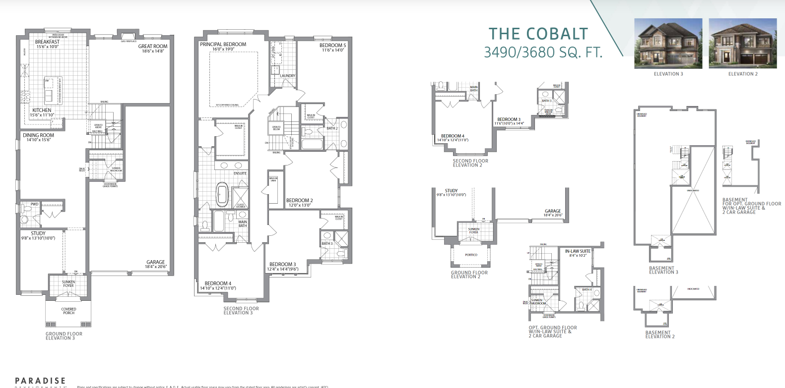 The Cobalt Floor Plan of Whitby Meadows & Park Vista Towns with undefined beds