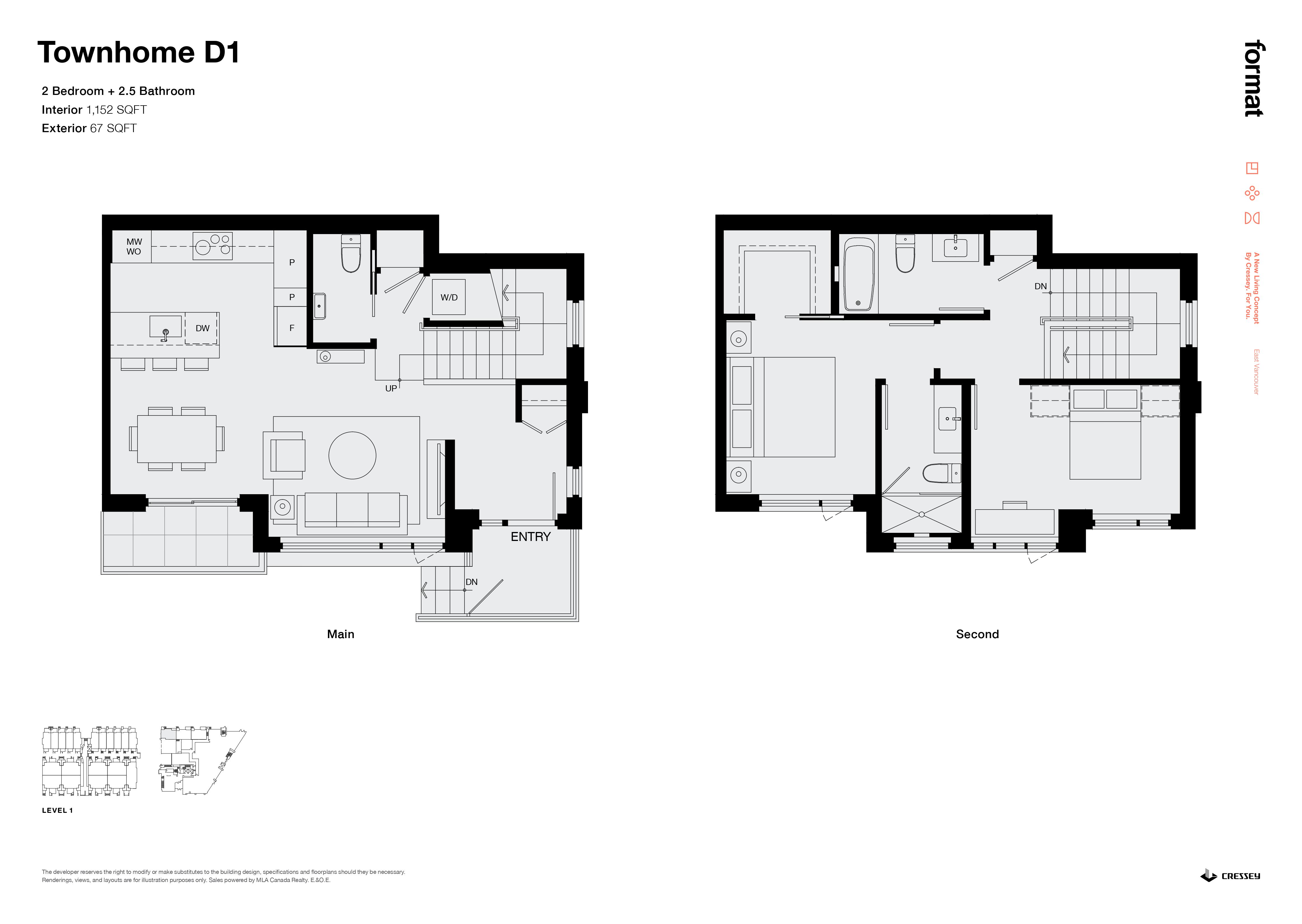 Townhome D1 Floor Plan of Format Condos with undefined beds