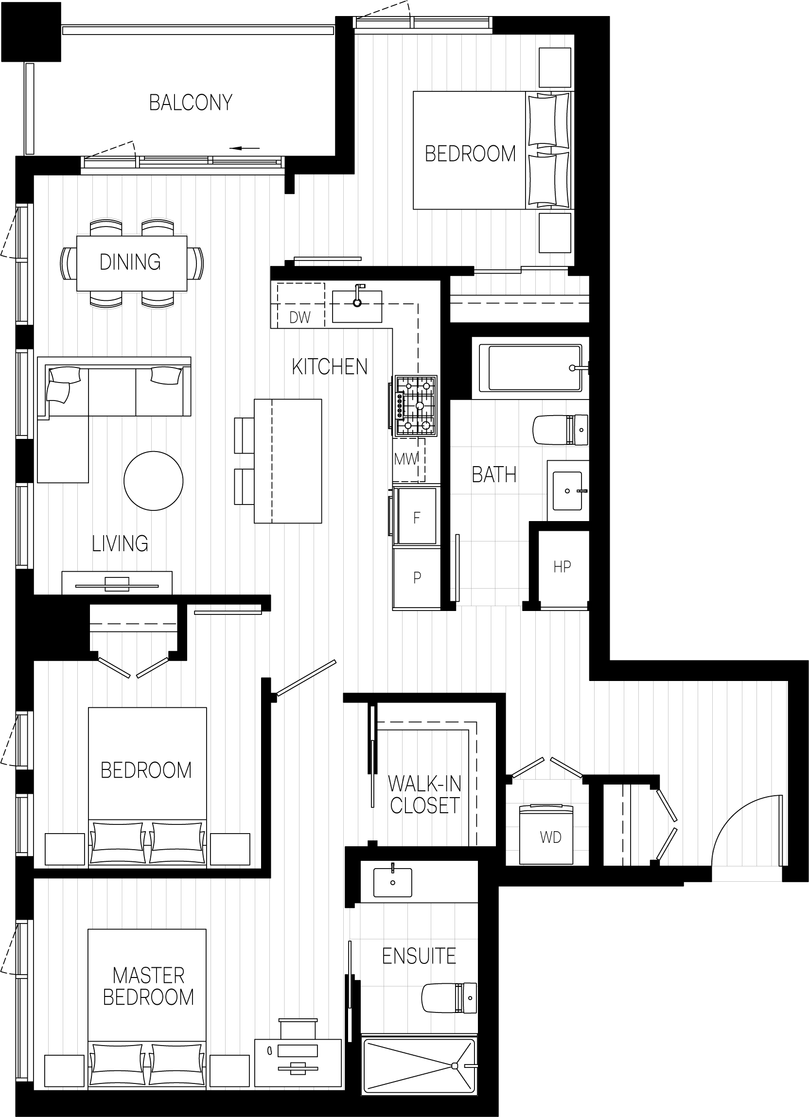 D1 (A) Floor Plan of The Standard Condos with undefined beds