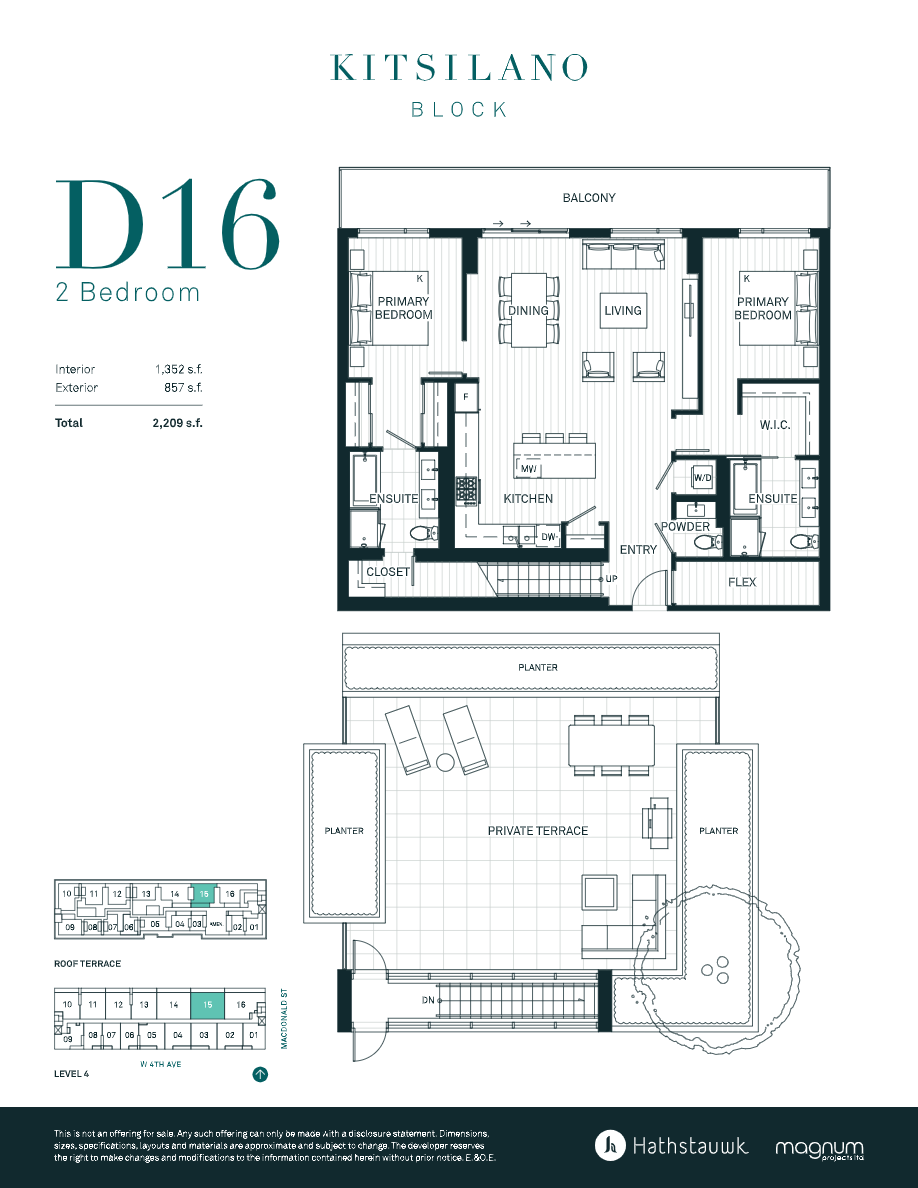 D16 Floor Plan of Kitsilano Block Condos with undefined beds