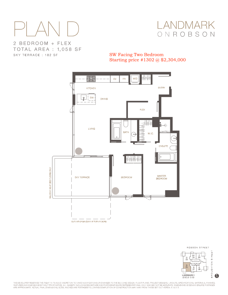 D Floor Plan of Landmark on Robson Condos with undefined beds