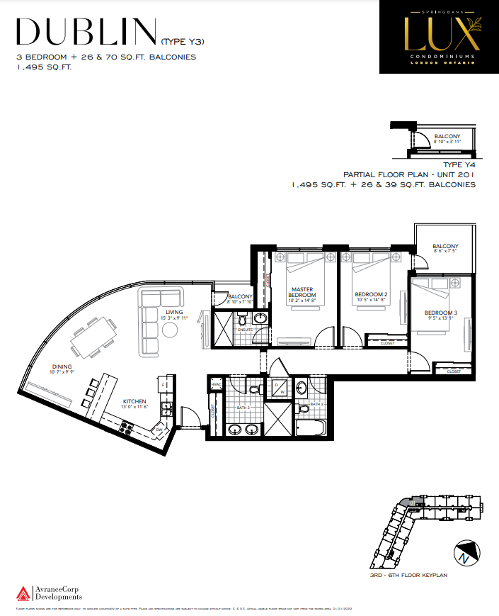 DUBLIN-Y3 Floor Plan of Springbank Lux condos with undefined beds