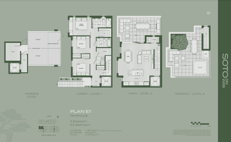 E1 Floor Plan of SOTO on W28 Condos with undefined beds