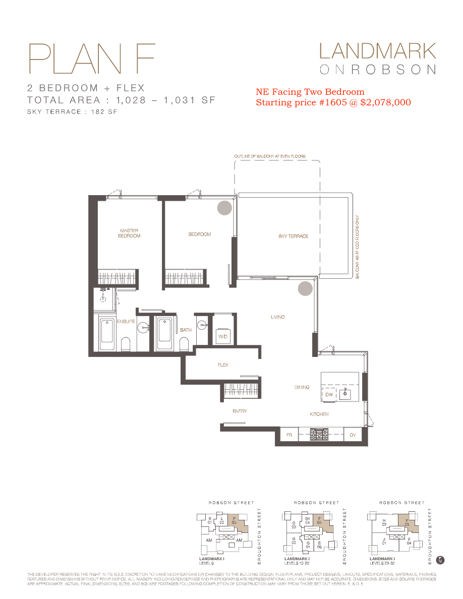 F Floor Plan of Landmark on Robson Condos with undefined beds