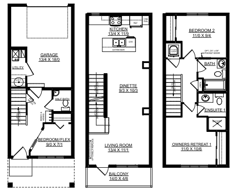Gabriel Floor Plan of Rivers Edge Townhomes by StreetSide Developments with undefined beds