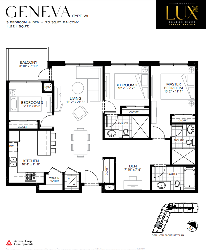 GENEVA - W Floor Plan of Springbank Lux condos with undefined beds