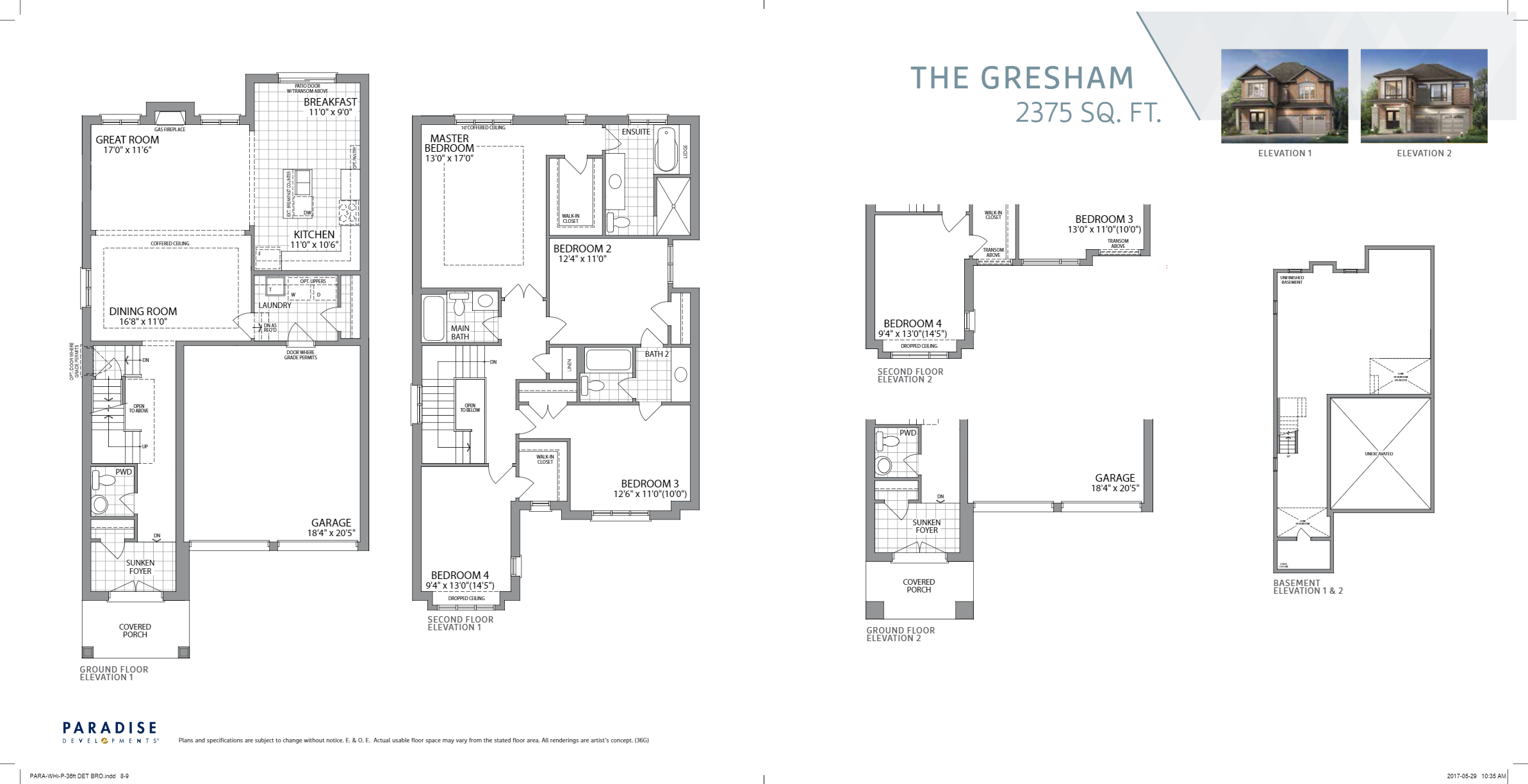 The Gresham Floor Plan of Whitby Meadows & Park Vista Towns with undefined beds