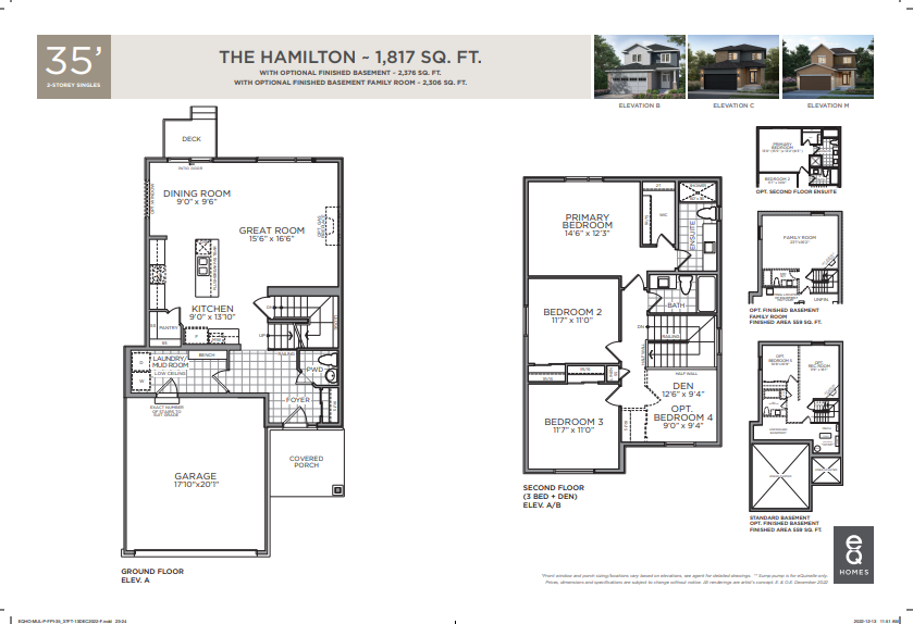 The Hamilton Floor Plan of Pathways at Findlay Creek eQ Homes with undefined beds