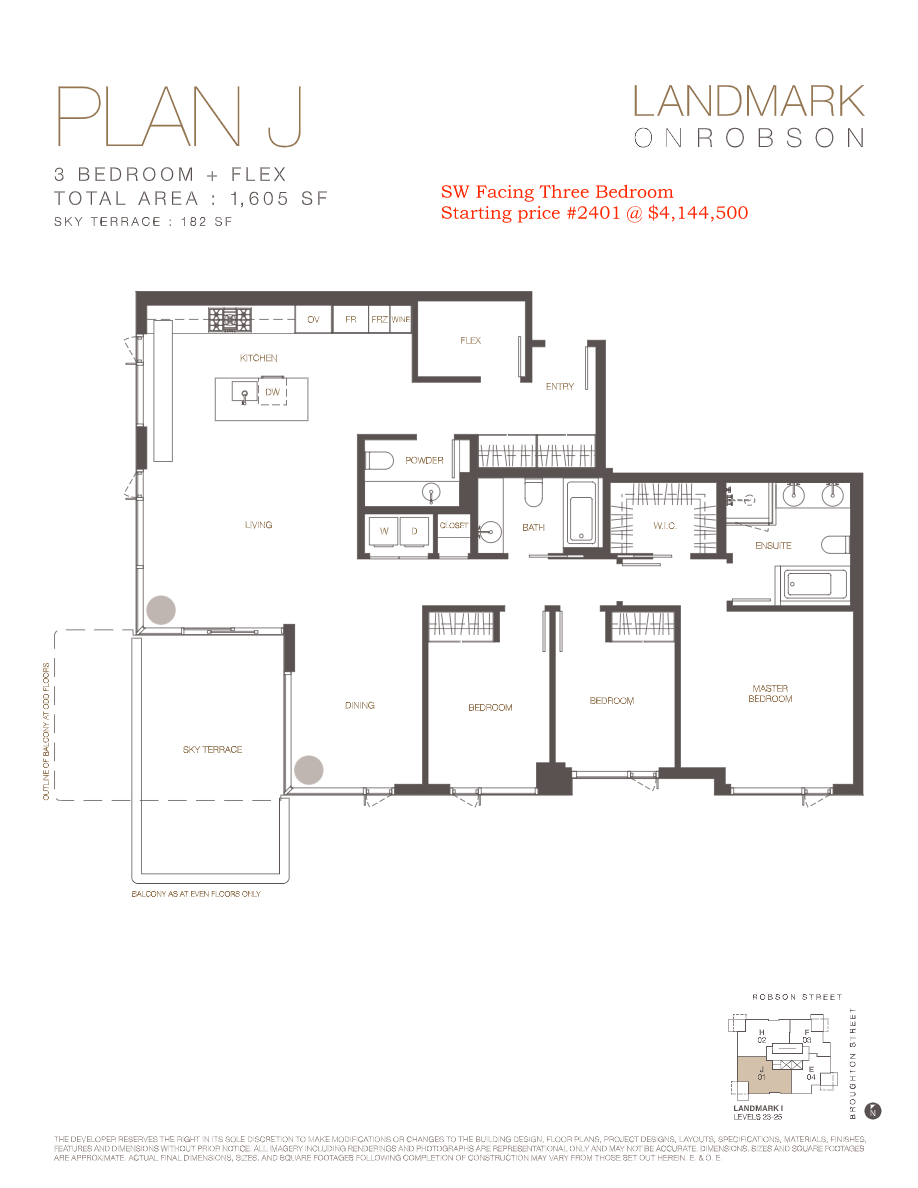 J Floor Plan of Landmark on Robson Condos with undefined beds