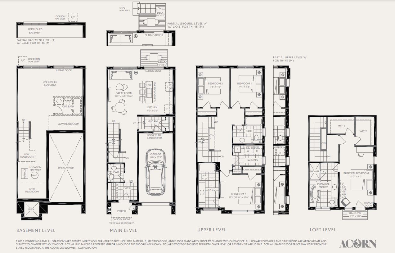TH-4E Floor Plan of Acorn Towns with undefined beds
