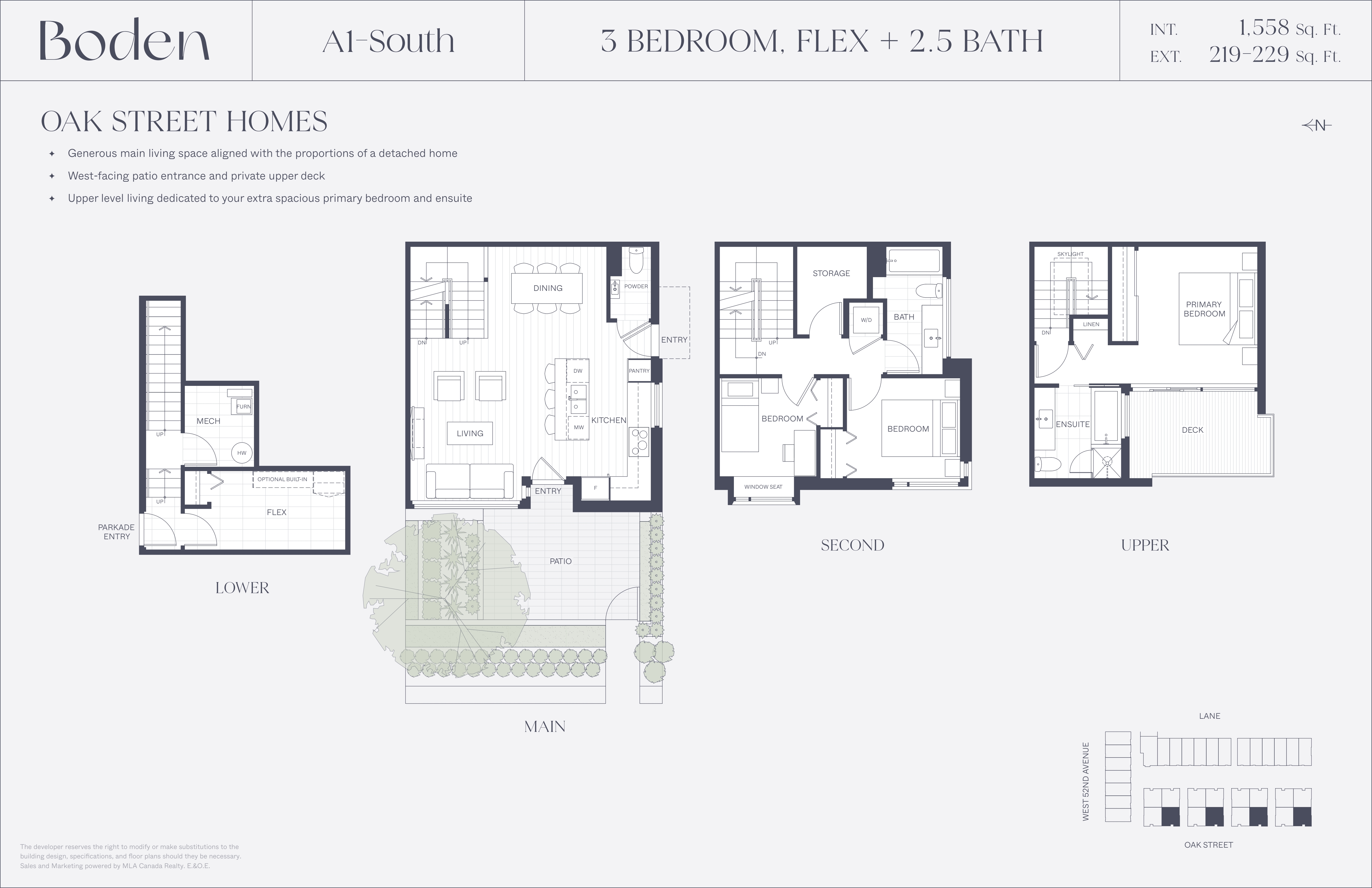  A1-South (Oak Street)  Floor Plan of Boden Towns with undefined beds