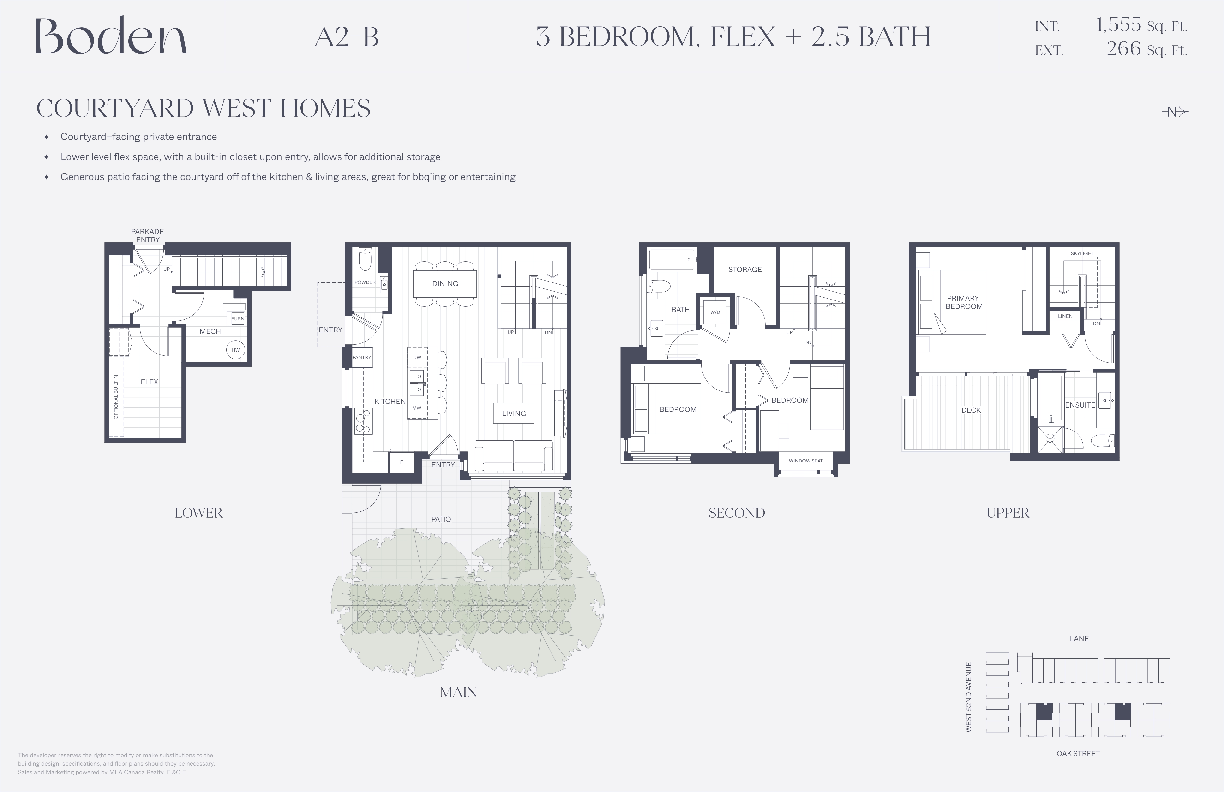  A2-B (Courtyard)  Floor Plan of Boden Towns with undefined beds