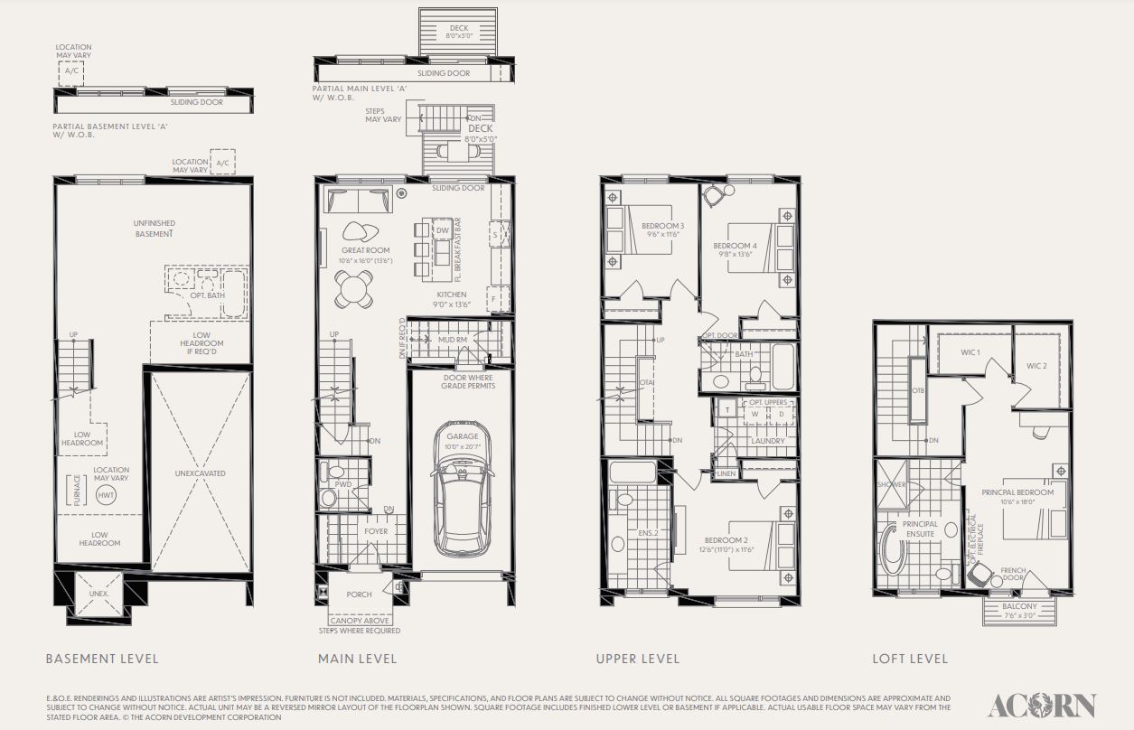 TH-1 Floor Plan of Acorn Towns with undefined beds