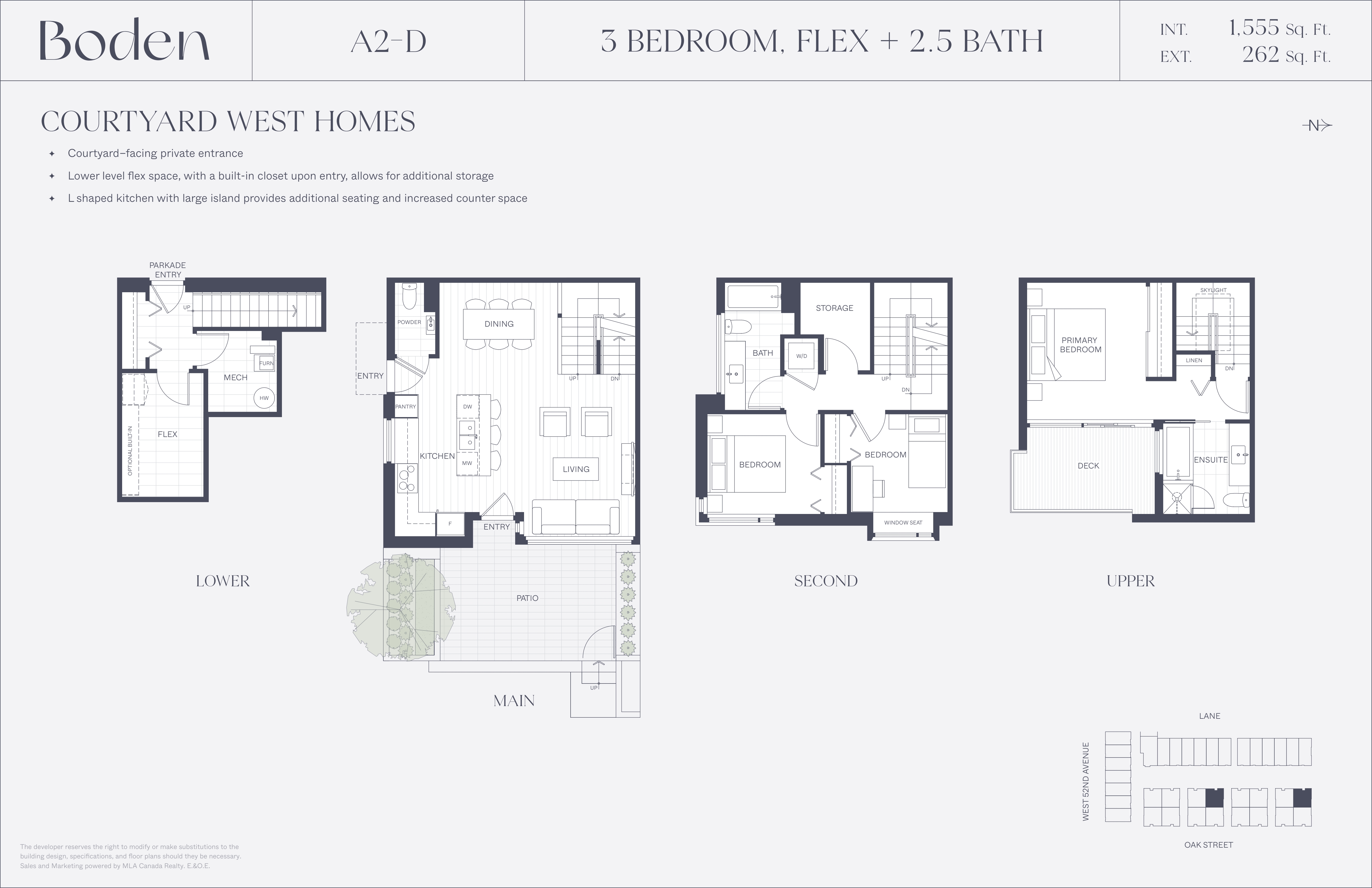  A2-D (Courtyard)  Floor Plan of Boden Towns with undefined beds