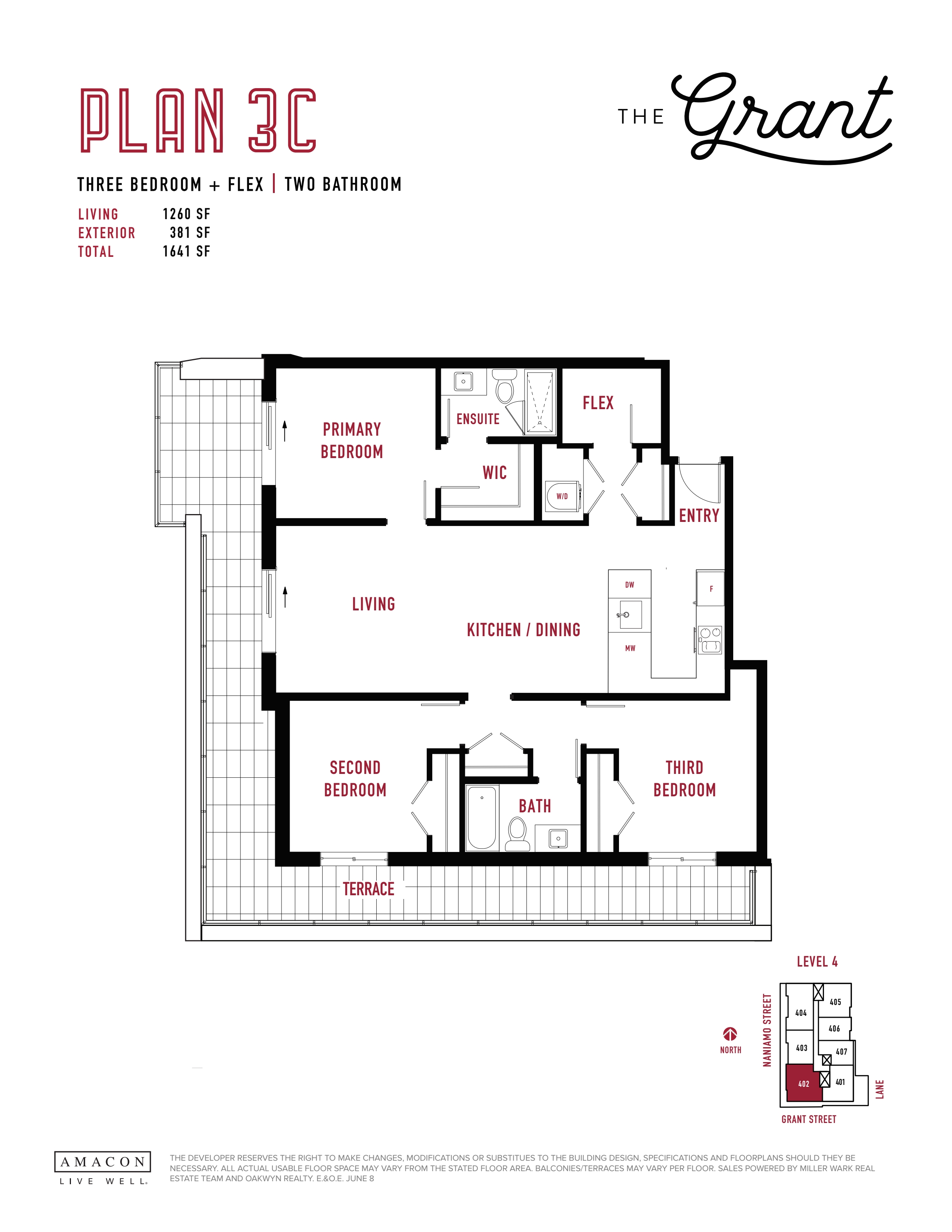 3C Floor Plan of The Grant Condos with undefined beds