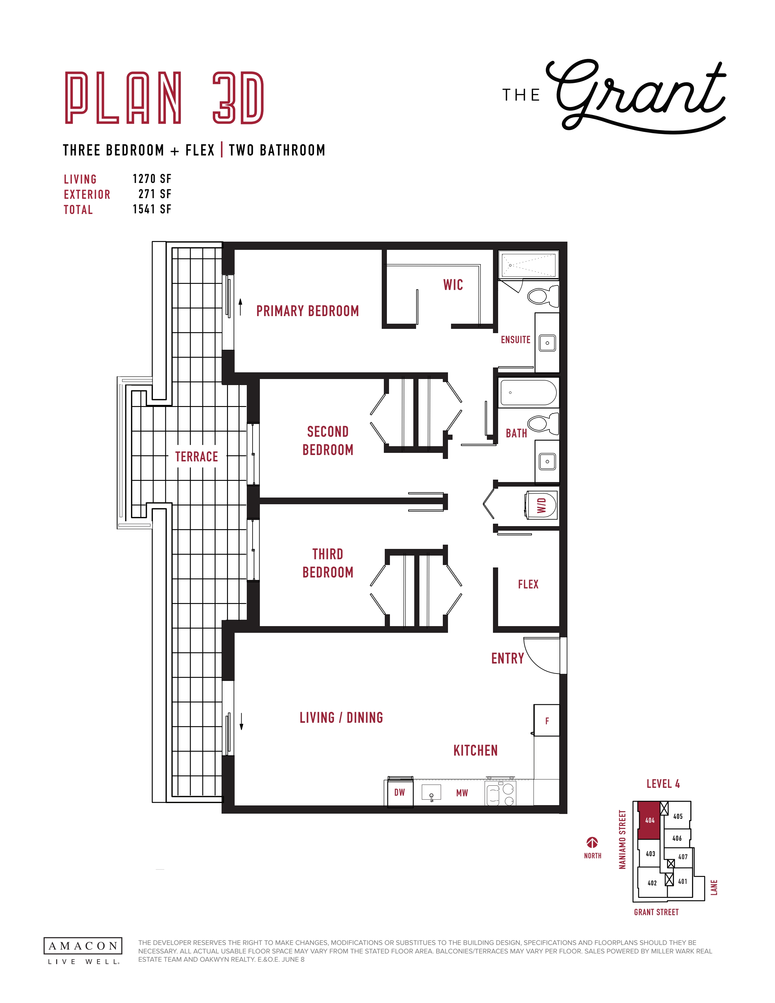 3D Floor Plan of The Grant Condos with undefined beds