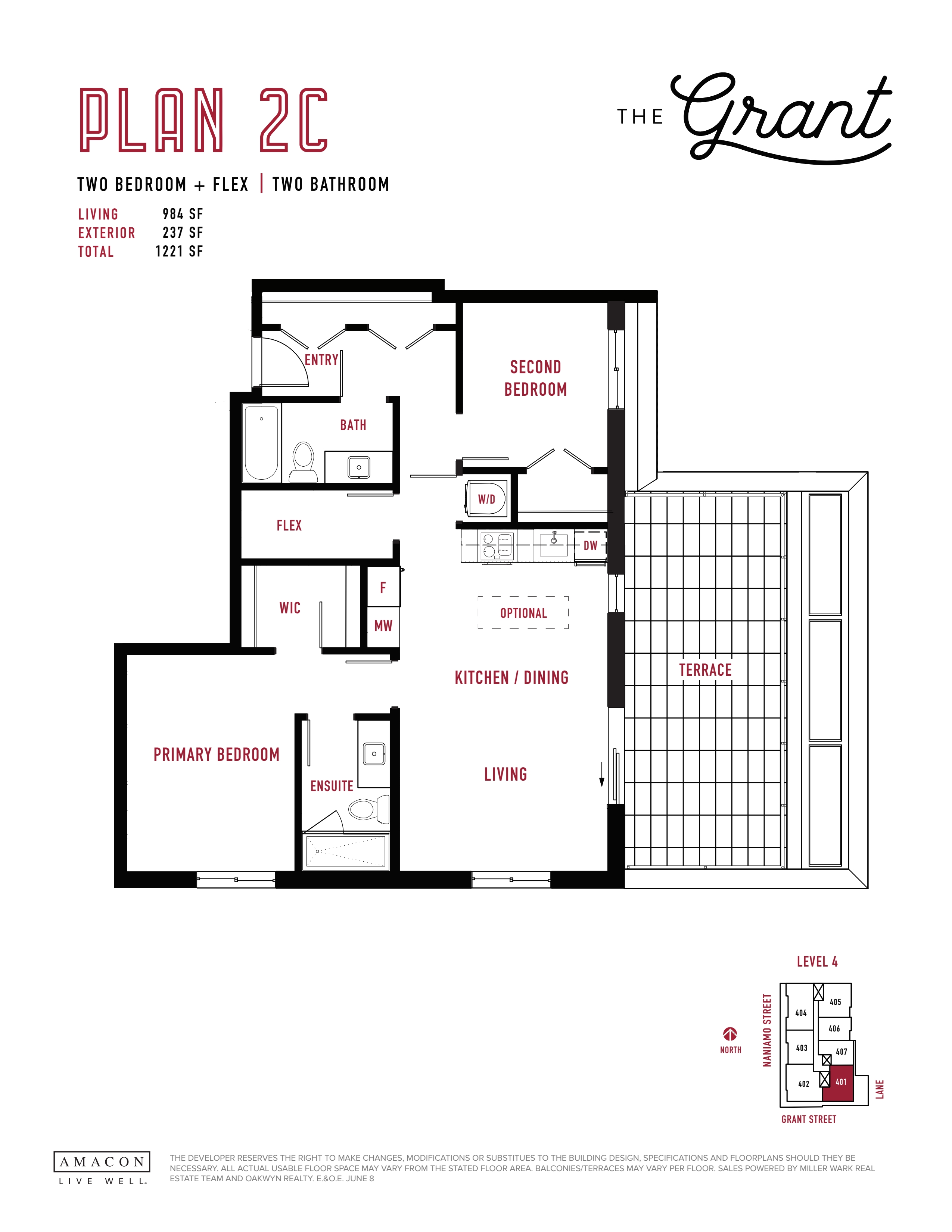 2C Floor Plan of The Grant Condos with undefined beds