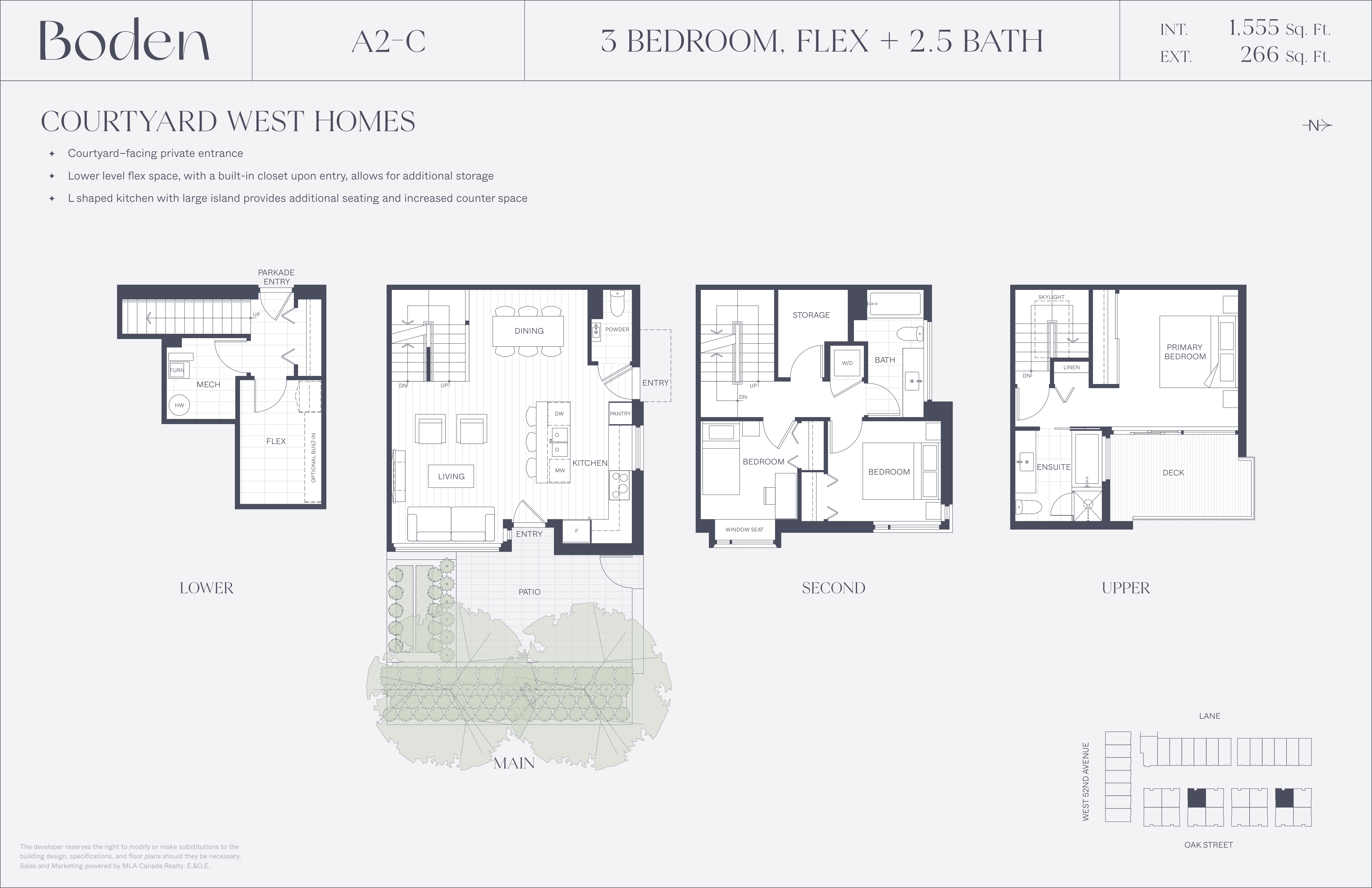  A2-C (Courtyard)  Floor Plan of Boden Towns with undefined beds