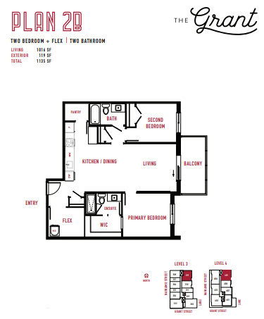 2B Floor Plan of The Grant Condos with undefined beds