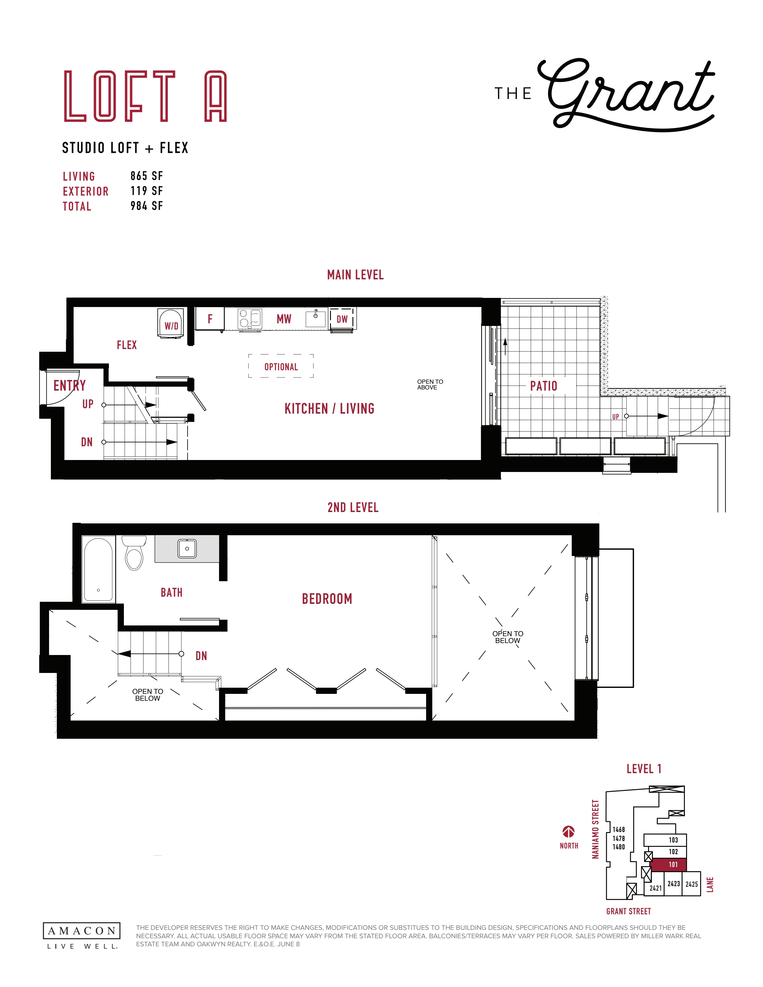 LOFT A Floor Plan of The Grant Condos with undefined beds