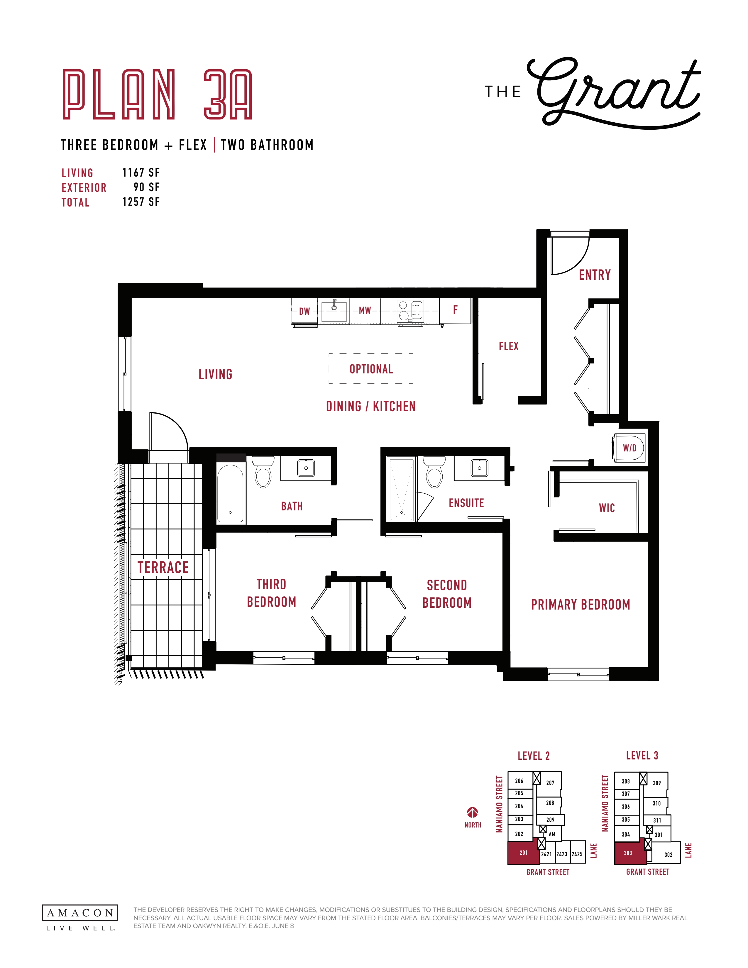 3A Floor Plan of The Grant Condos with undefined beds
