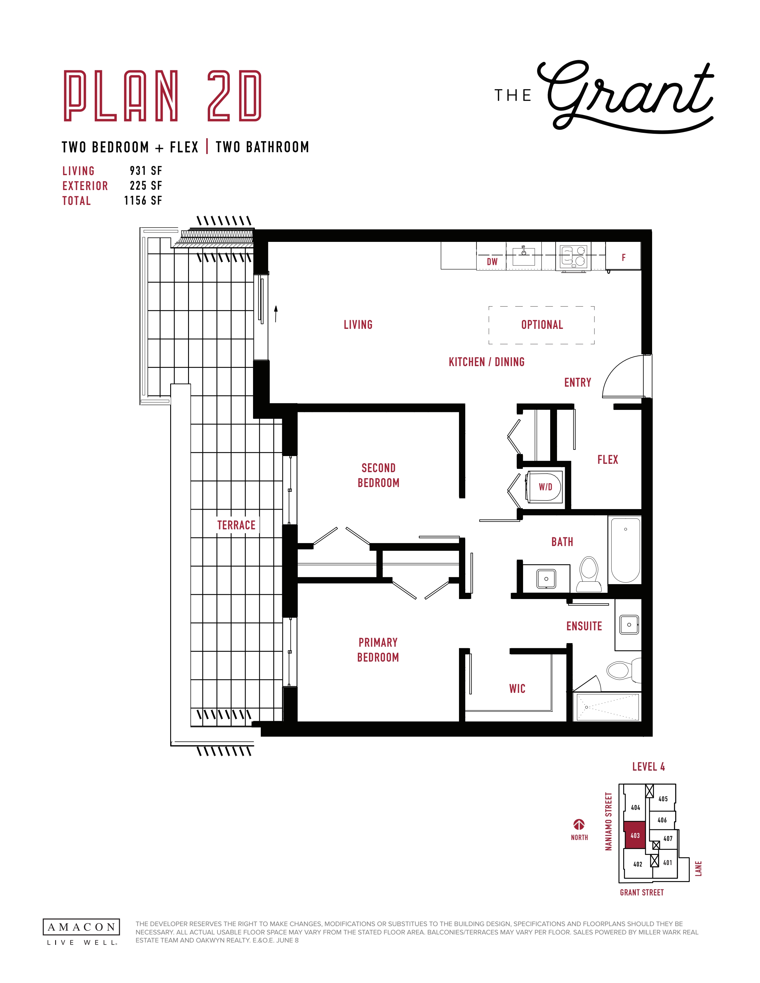 2D Floor Plan of The Grant Condos with undefined beds