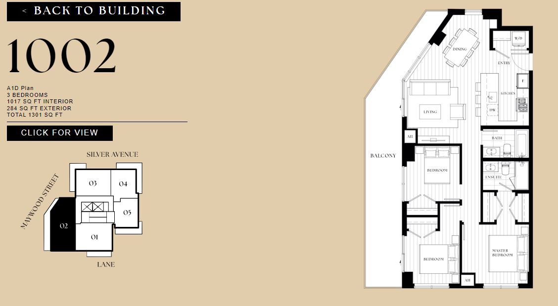 A1D Floor Plan of Contour Metrotown Condos with undefined beds