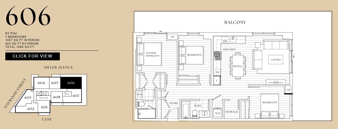 D2 Floor Plan of Contour Metrotown Condos with undefined beds
