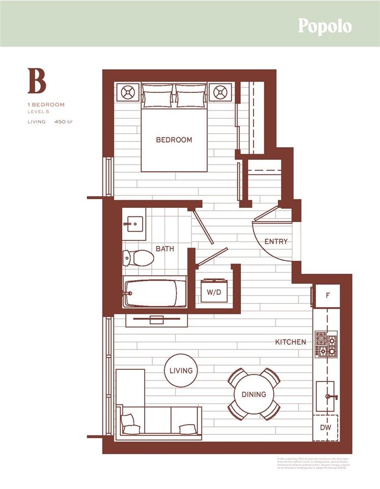 B Floor Plan of Popolo Condos with undefined beds