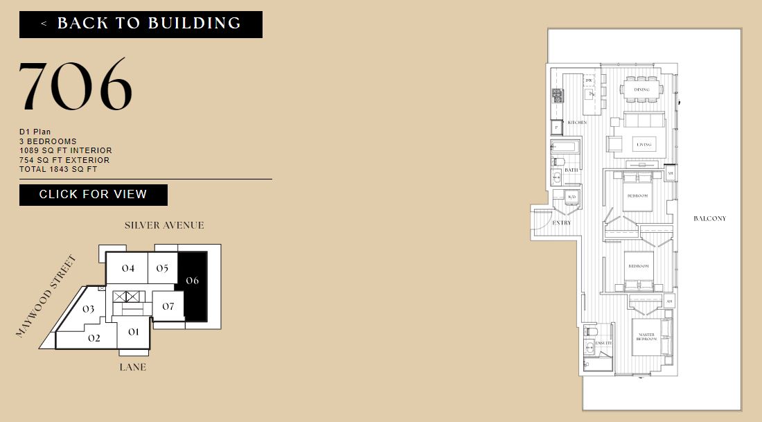 D1 Floor Plan of Contour Metrotown Condos with undefined beds