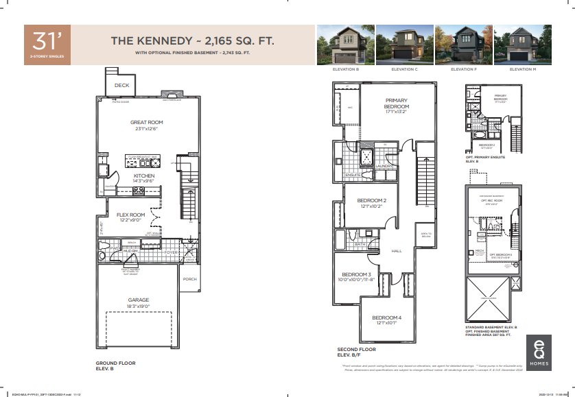 The Kennedy Floor Plan of Pathways at Findlay Creek eQ Homes with undefined beds