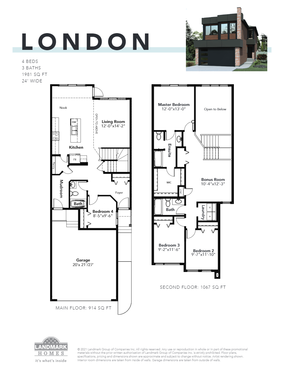 London Floor Plan of Glenridding Ravine by Landmark Homes with undefined beds