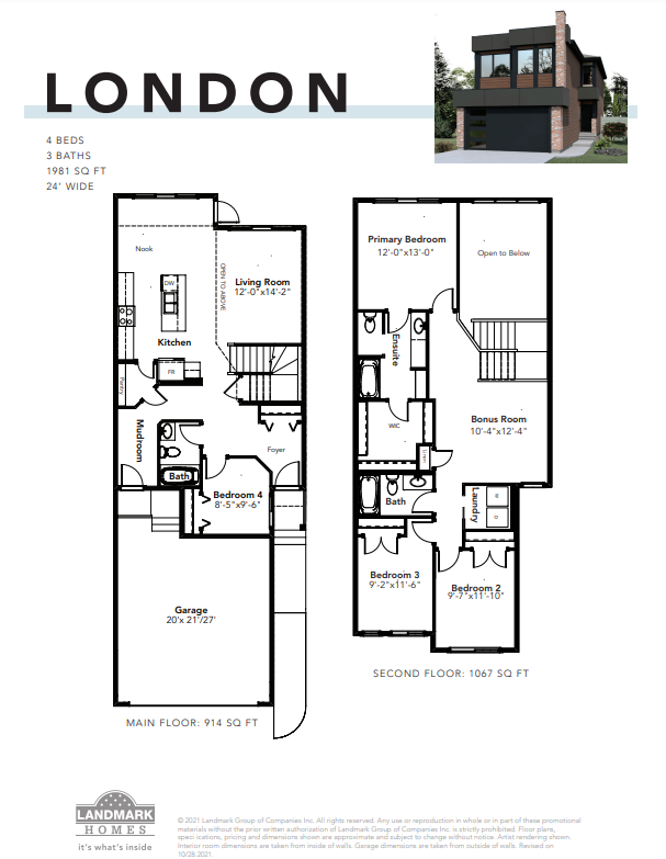 London Floor Plan of Aster Landmark Homes with undefined beds