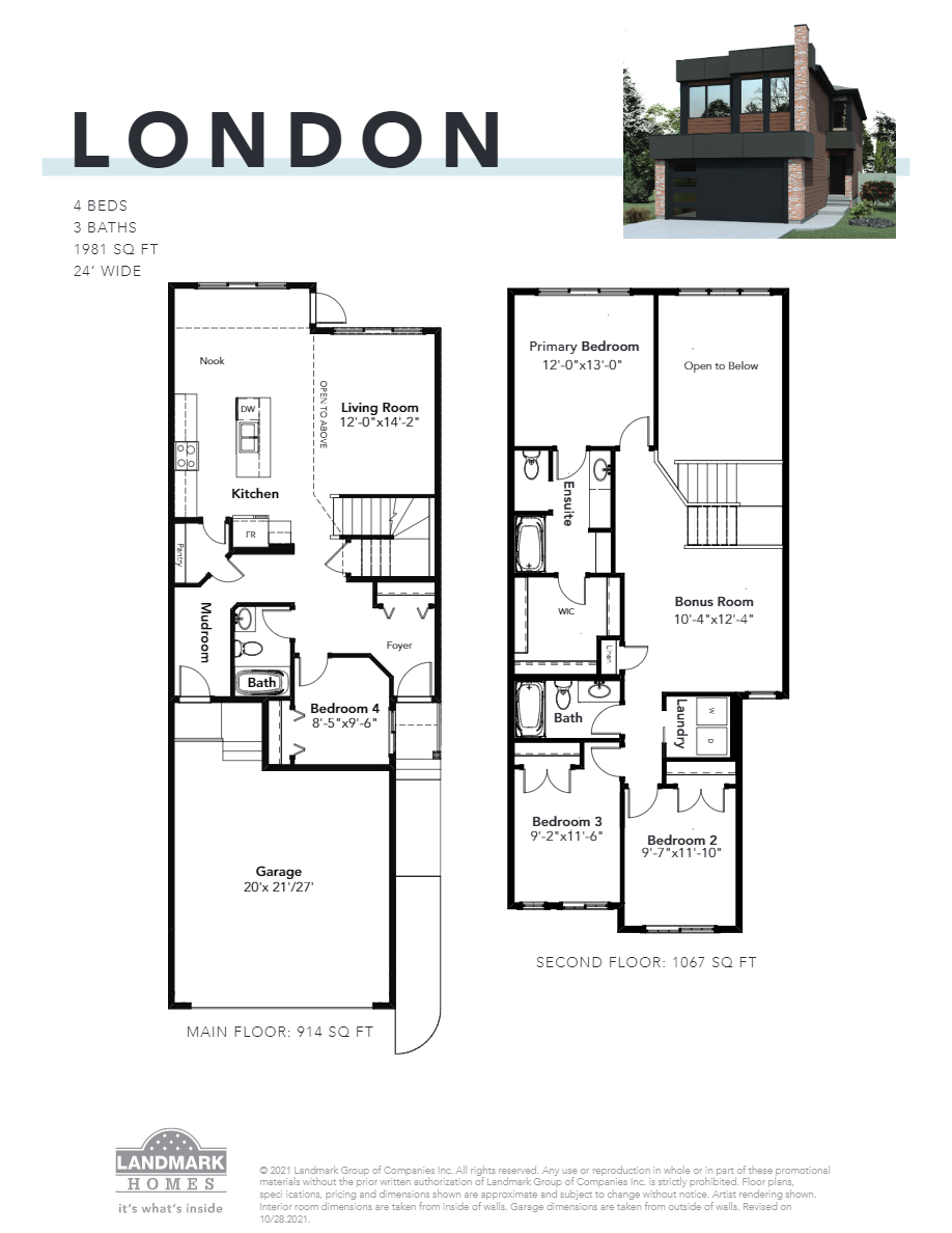 London Floor Plan of Rivers Edge Landmark Homes with undefined beds
