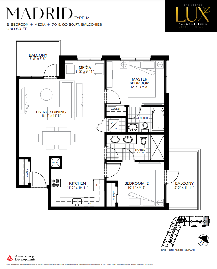 MADRID - M Floor Plan of Springbank Lux condos with undefined beds